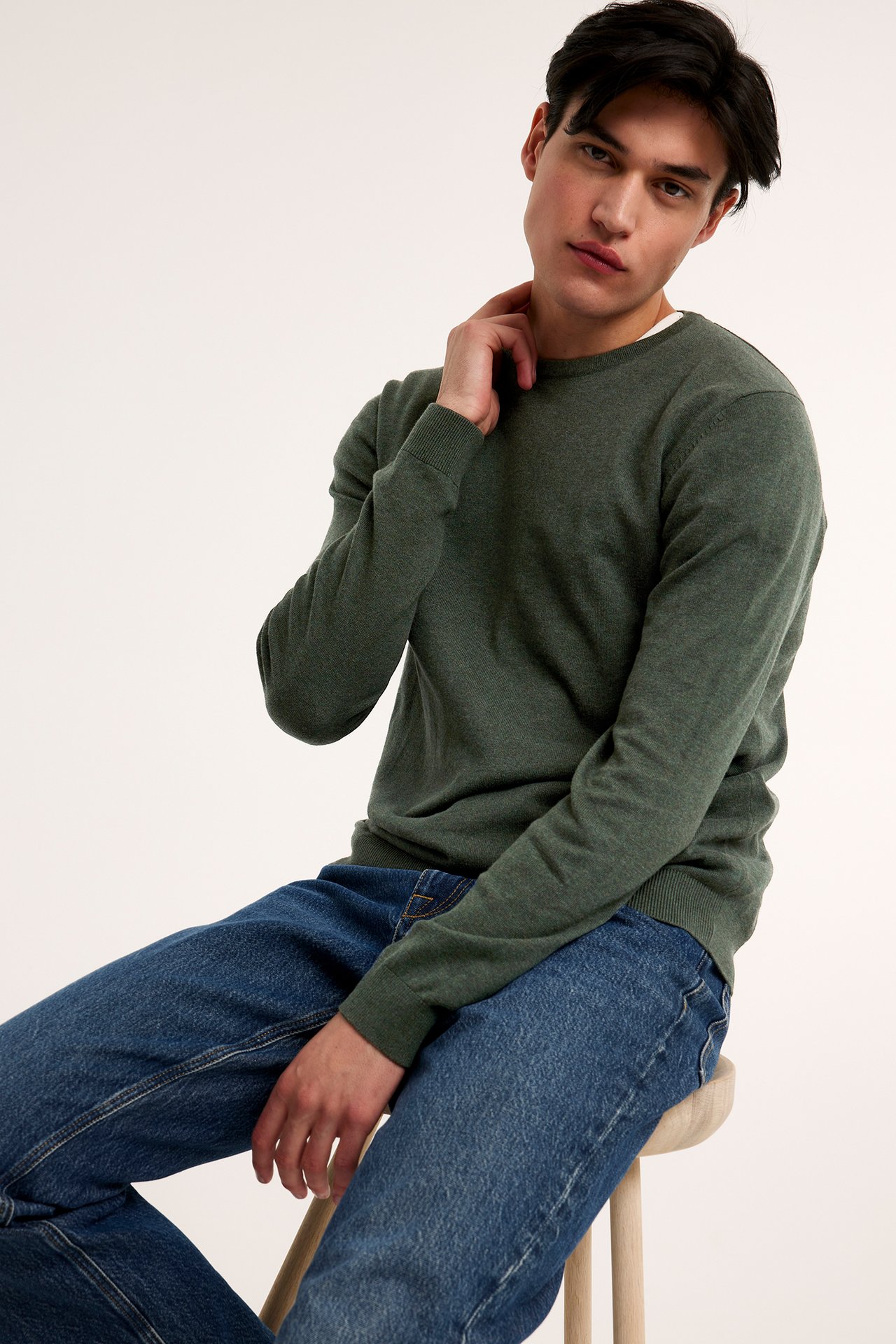 Cienki sweter - Zielony - 2