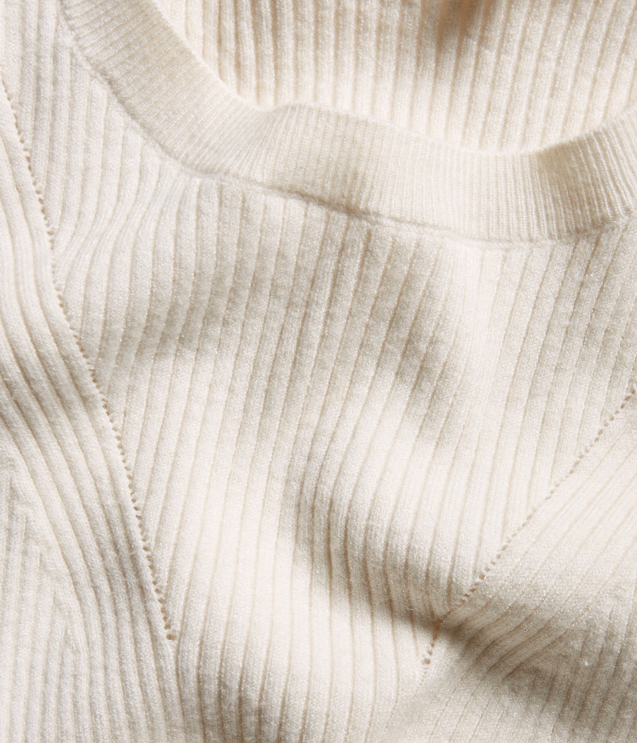Ribbstickad tröja - Offwhite - 5