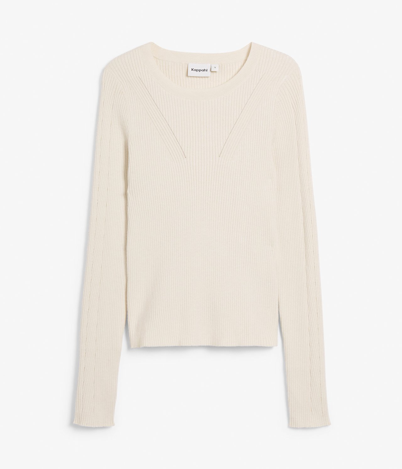 Ribbstickad tröja - Offwhite - 6