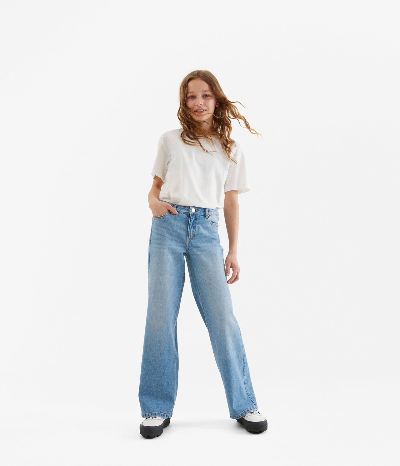 Jeans wide fit low waist Ljus denim - null - 1