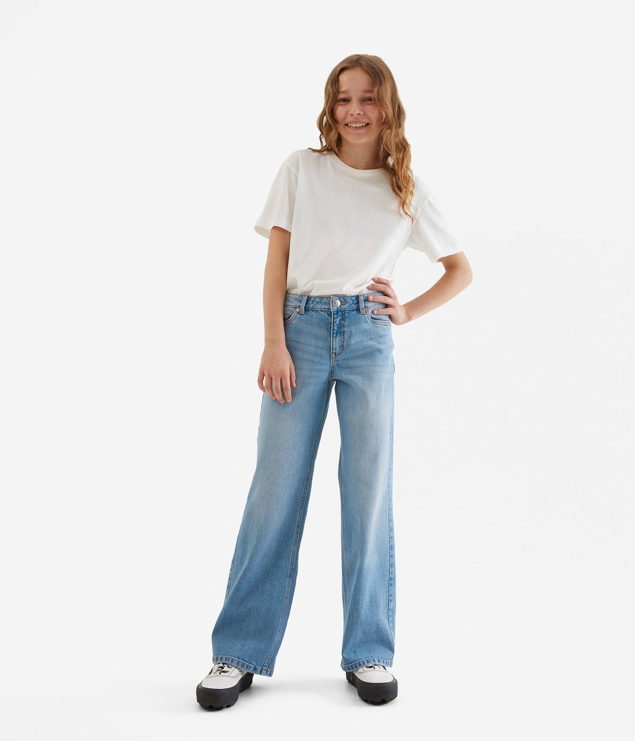 Jeans wide fit low waist Vaalea denimi - null - 0