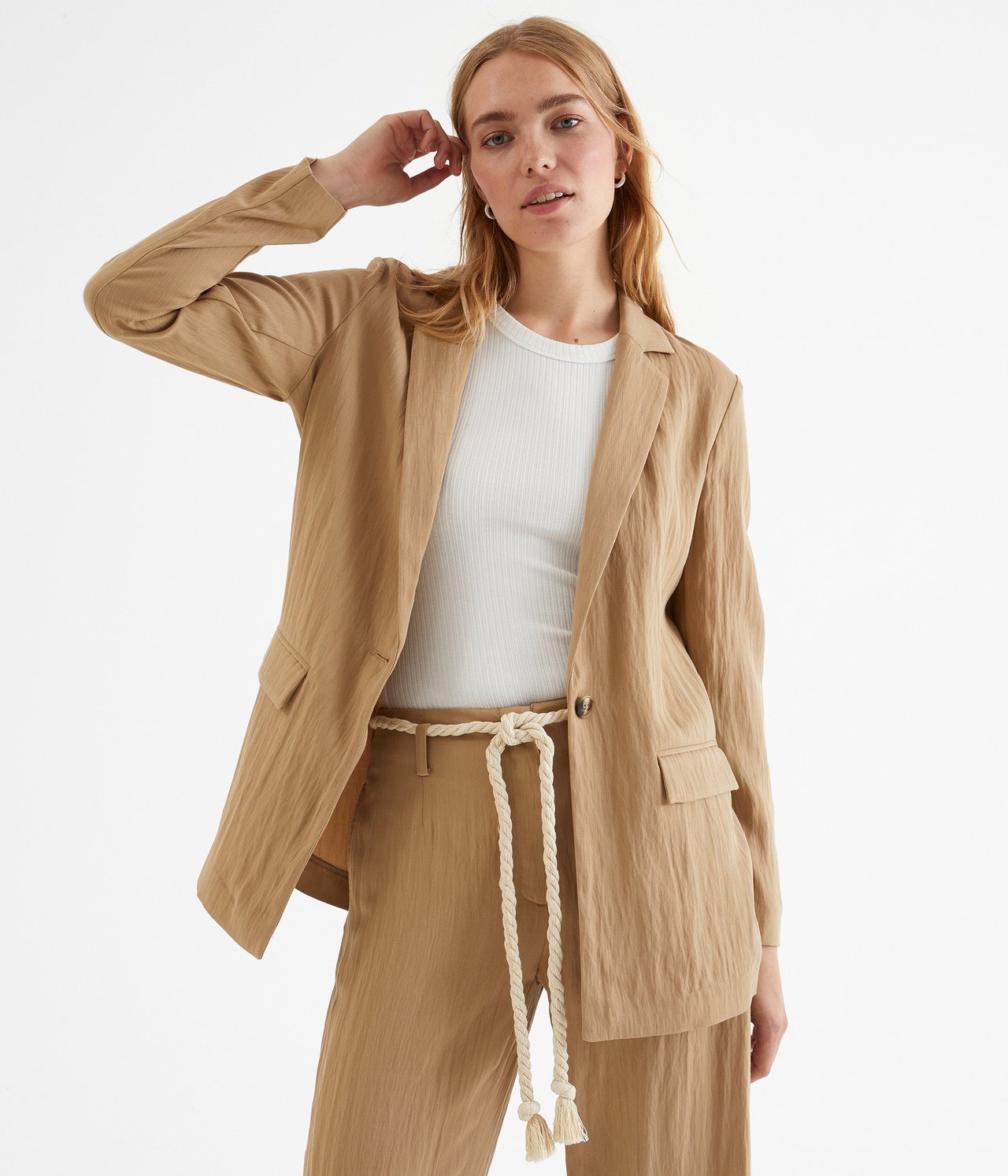 Yksirivinen bleiseri - Beige - 3