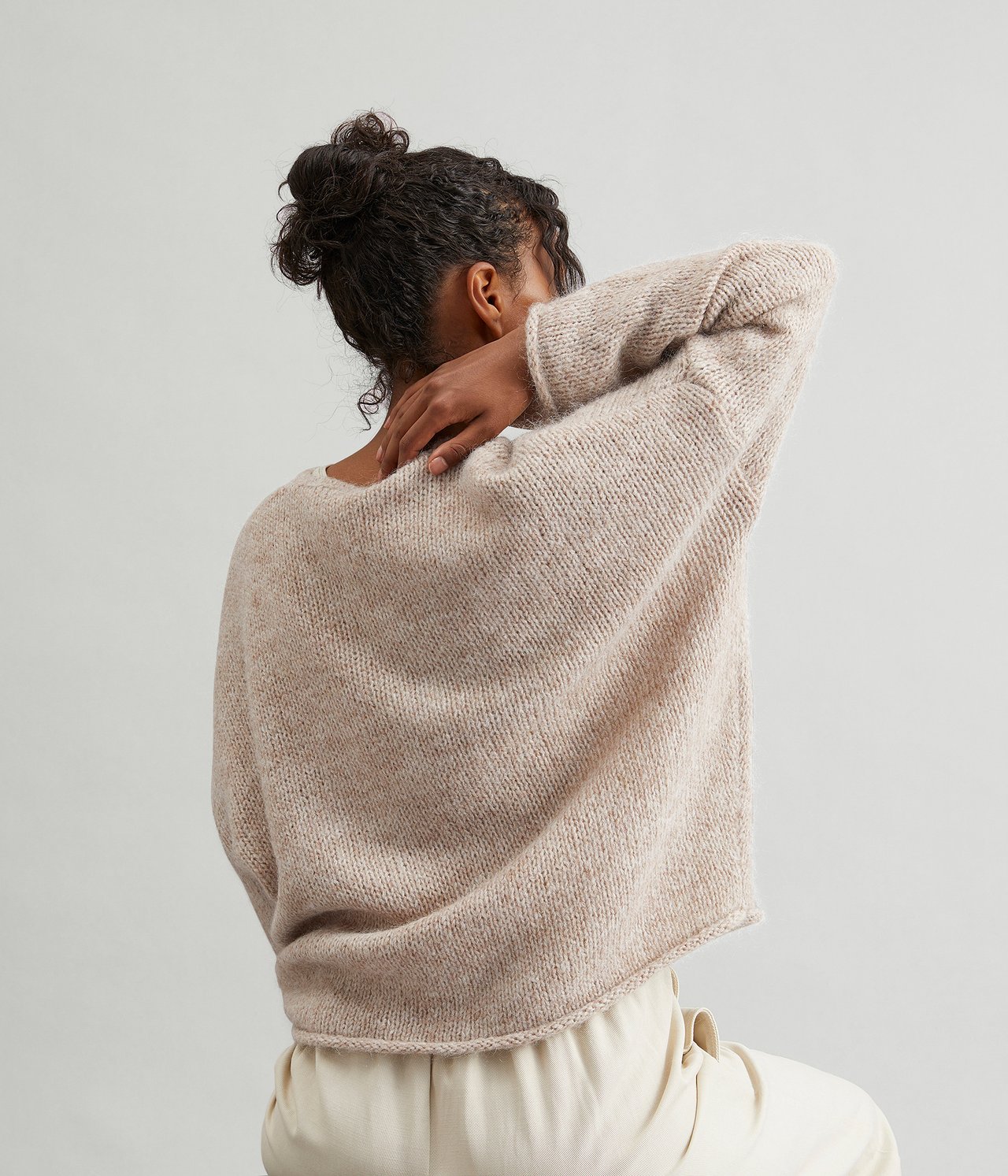 Dzianinowy sweter - Beżowy - 4