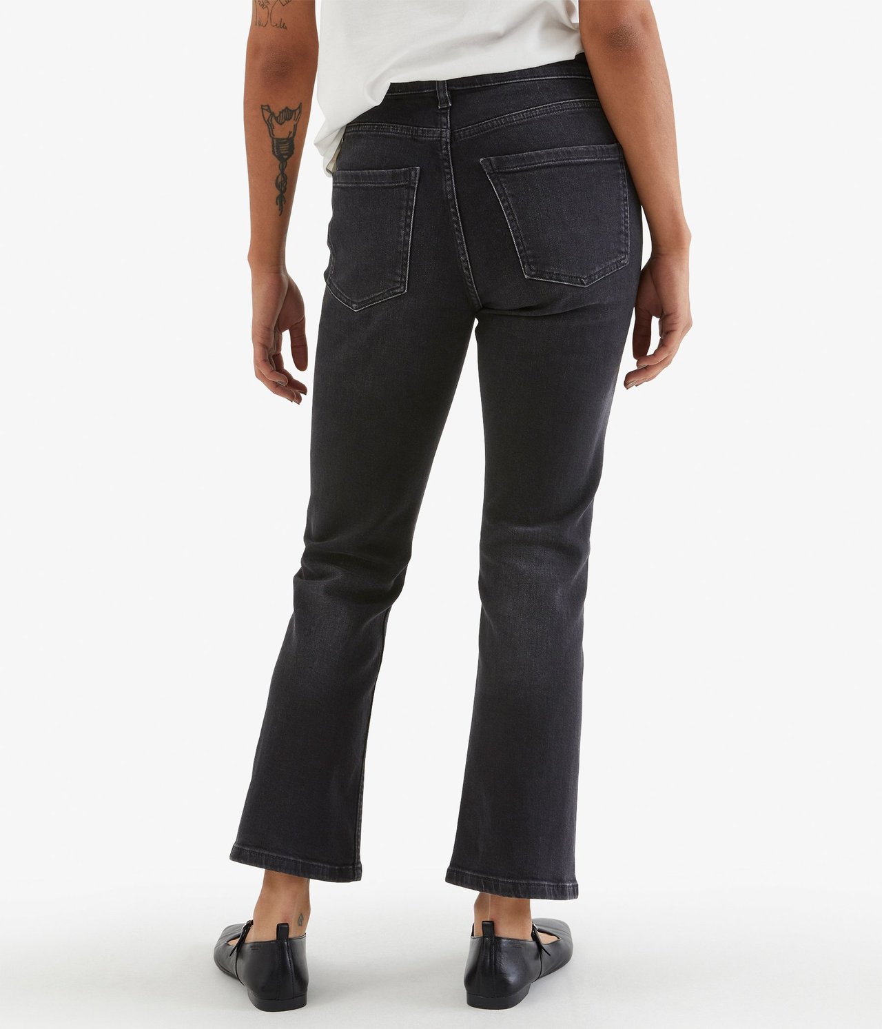 Cropped flare jeans regular waist Tvättad svart denim - null - 2