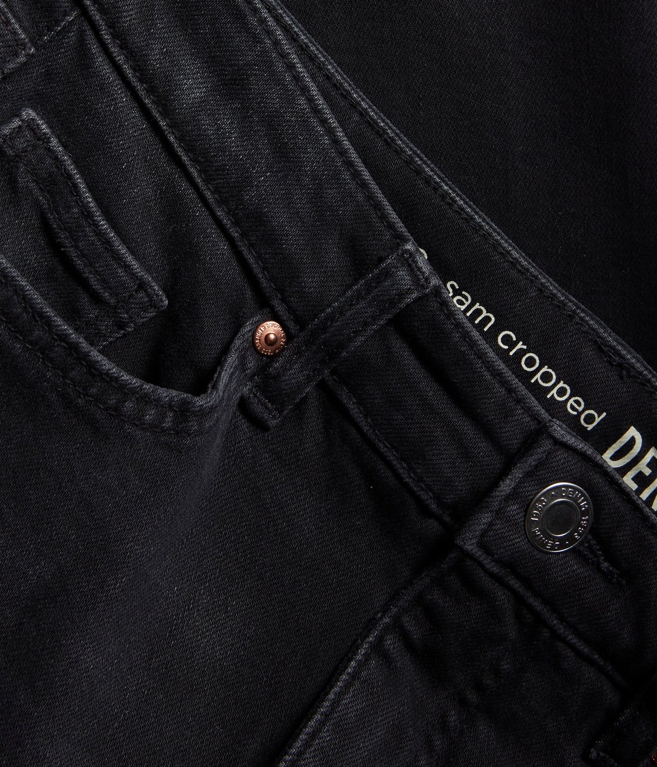 Cropped flare jeans regular waist Tvättad svart denim - null - 5