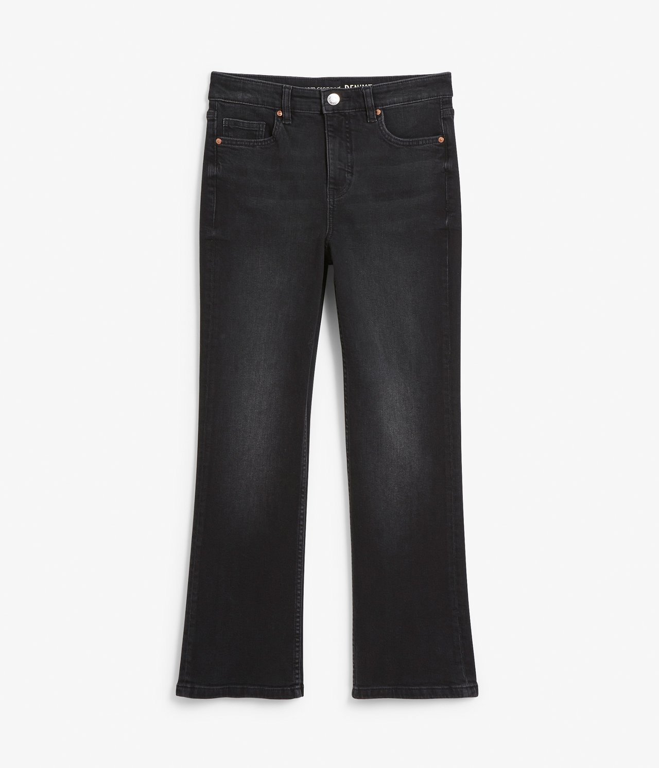 Cropped flare jeans regular waist - Tvättad svart denim - 6