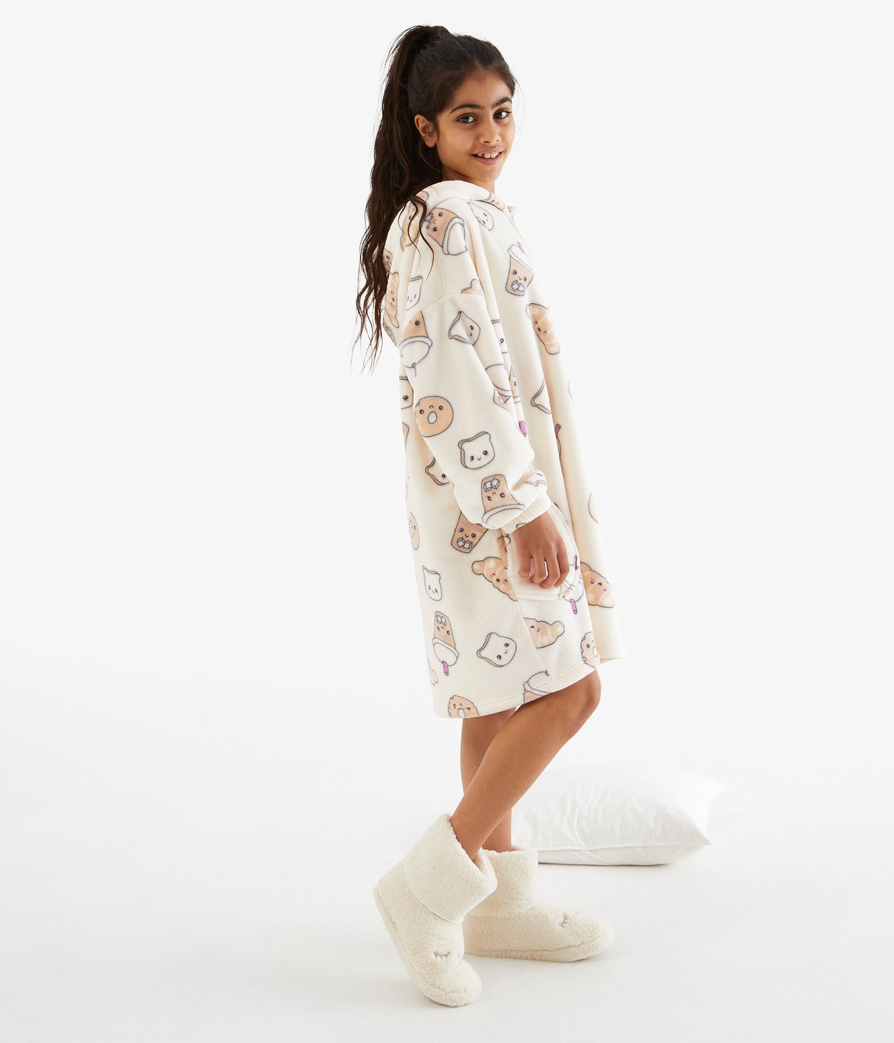 Bluza z polaru, z kapturem - Offwhite - 3