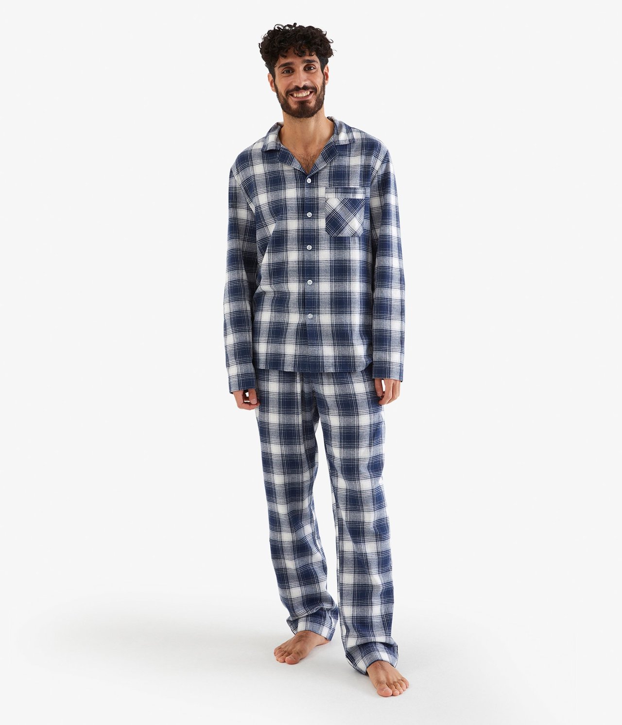 Flanellpyjamas - Mörkblå - 1