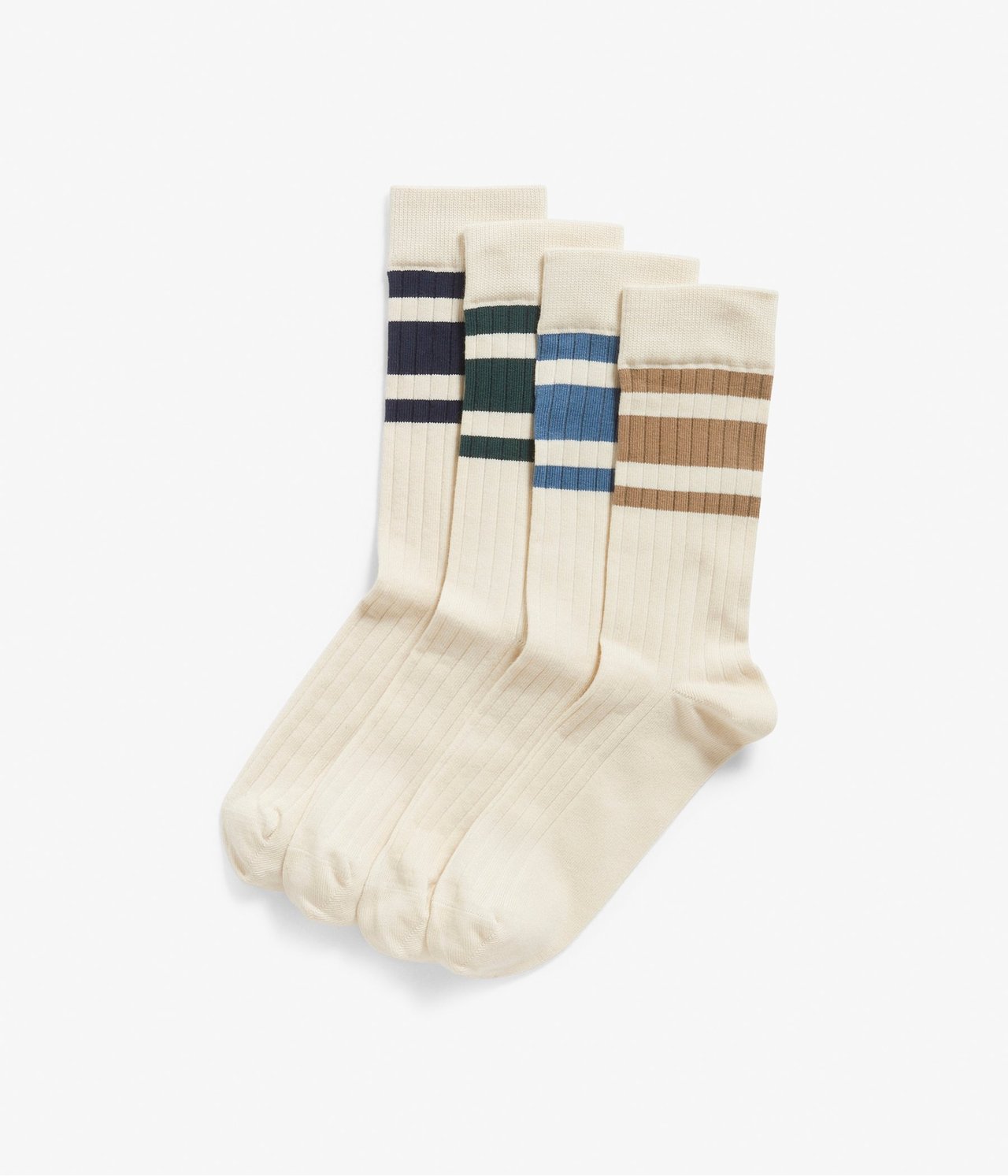 Ribbestrikkede sokker i 4-pakning