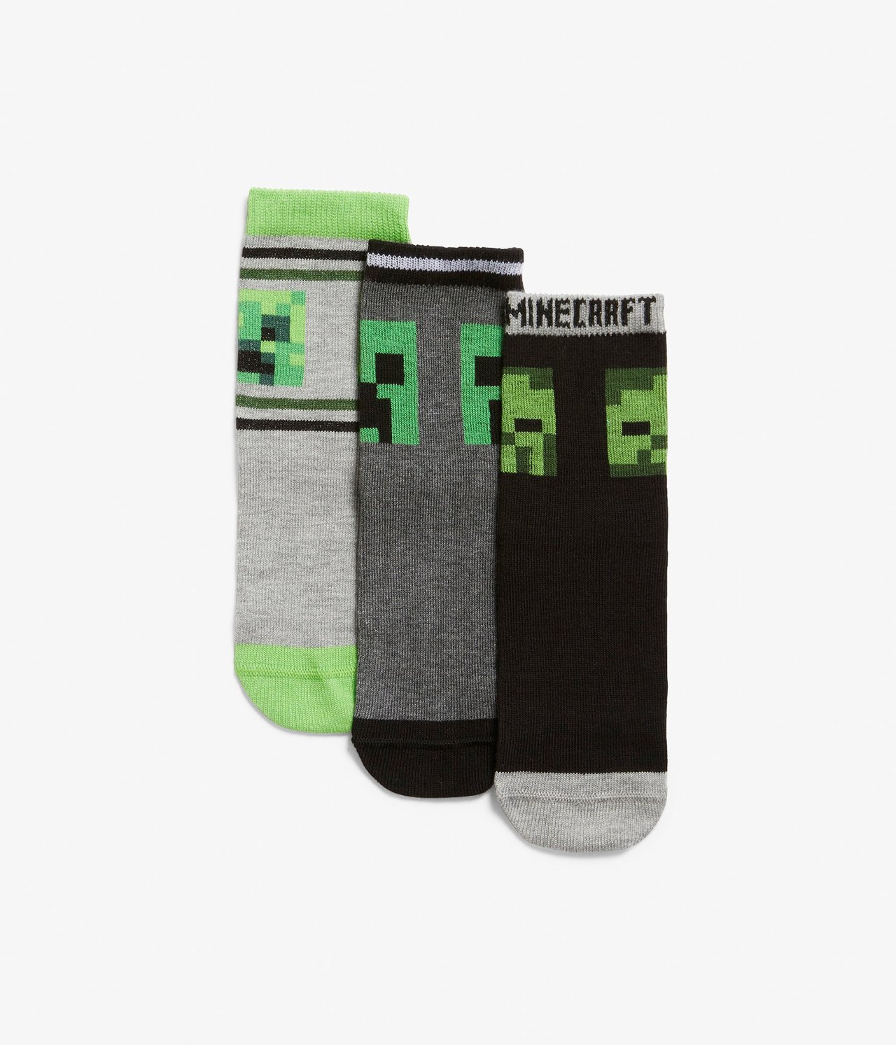 3-pk. sokker Minecraft Gråmelert - null - 0