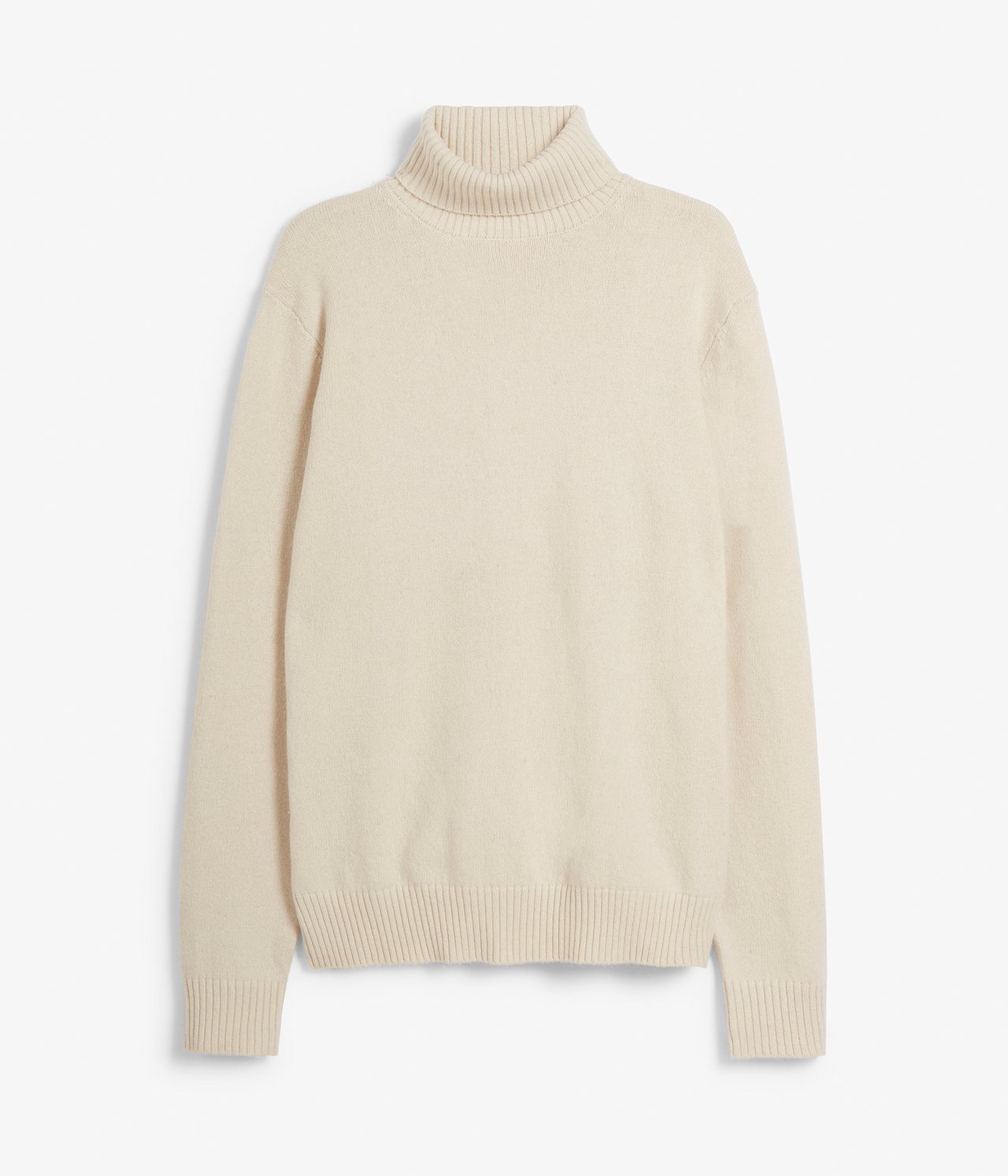 Stickad polotröja i ullmix - Ljusbeige - 6
