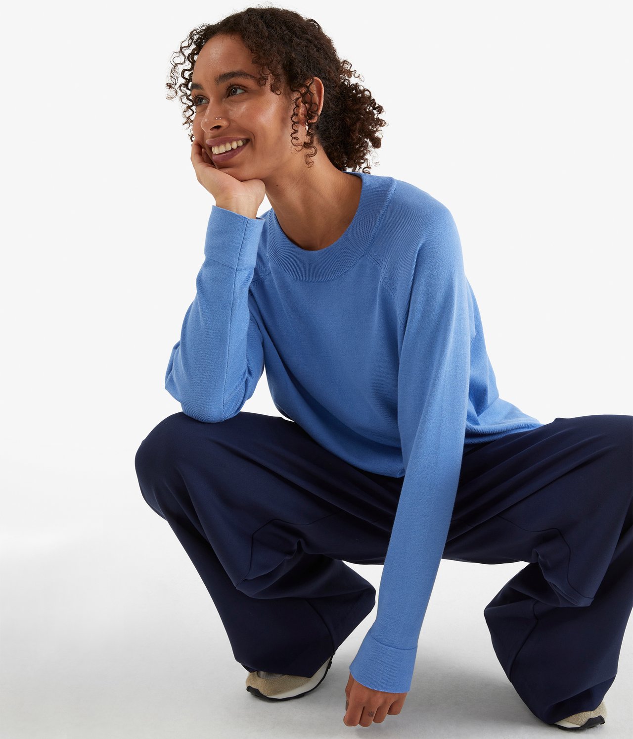 Dzianinowy sweter - Niebieski - 1
