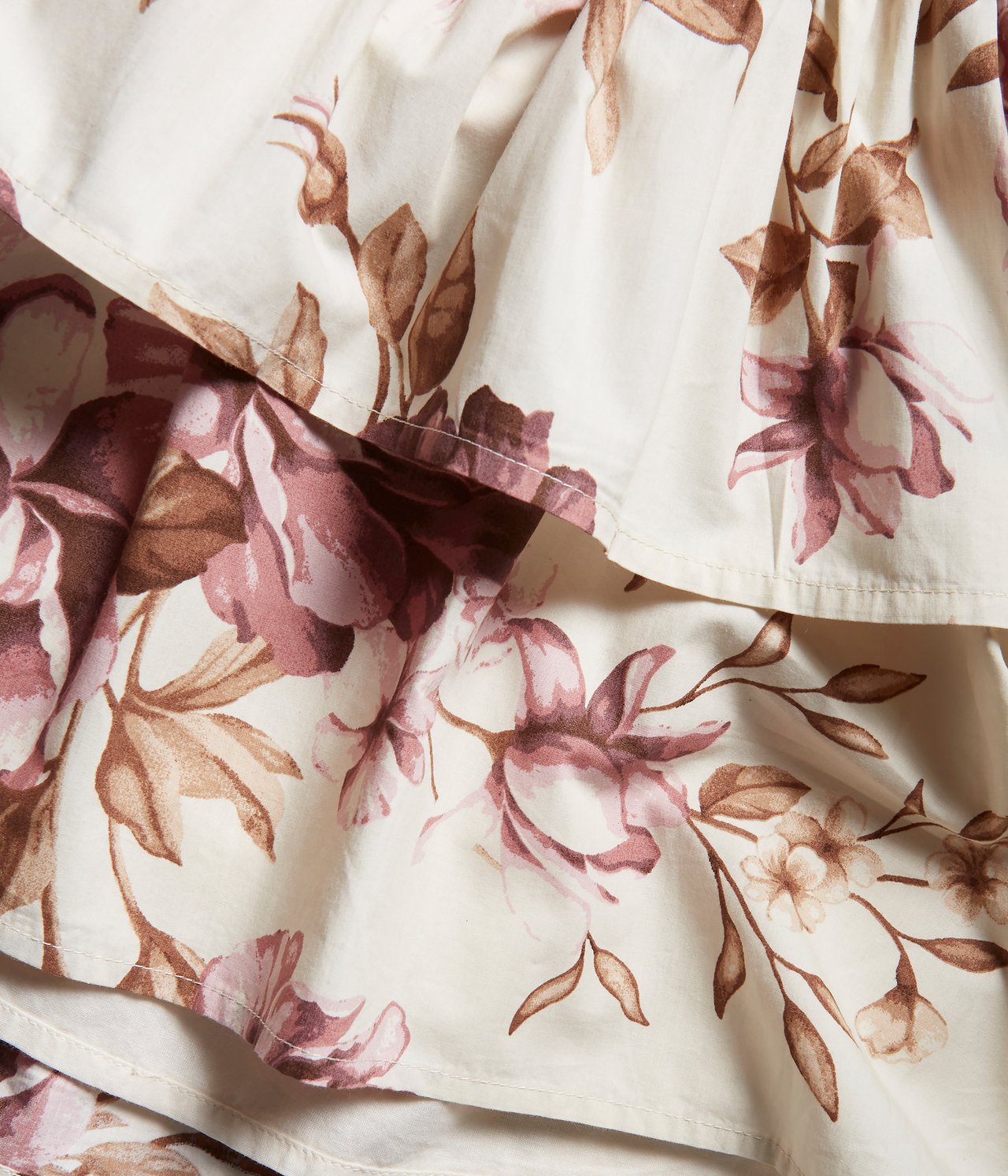 Kukkakuvioinen mekko, jossa puhvihihat - Vaaleanbeige - 10