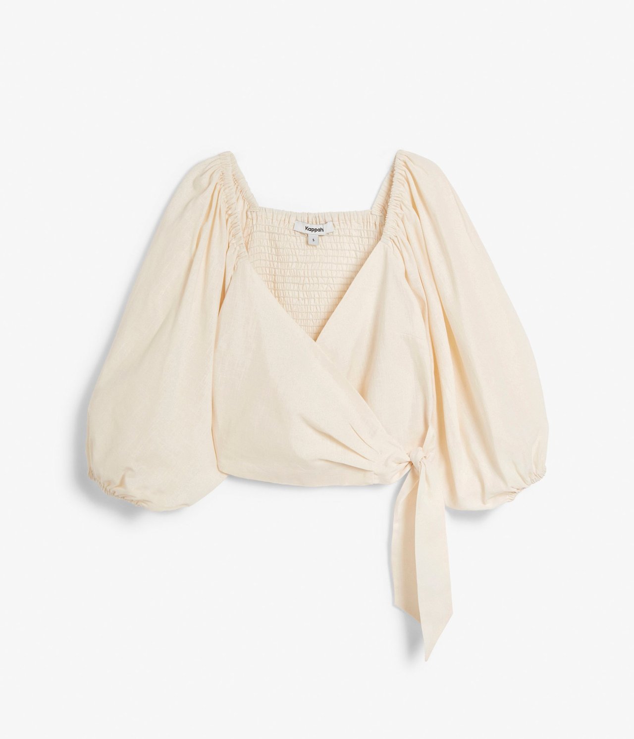 Blus med puffärm Offwhite - null - 1