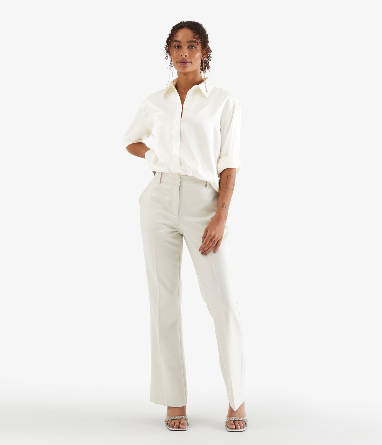 Satinskjorta - Offwhite - 2