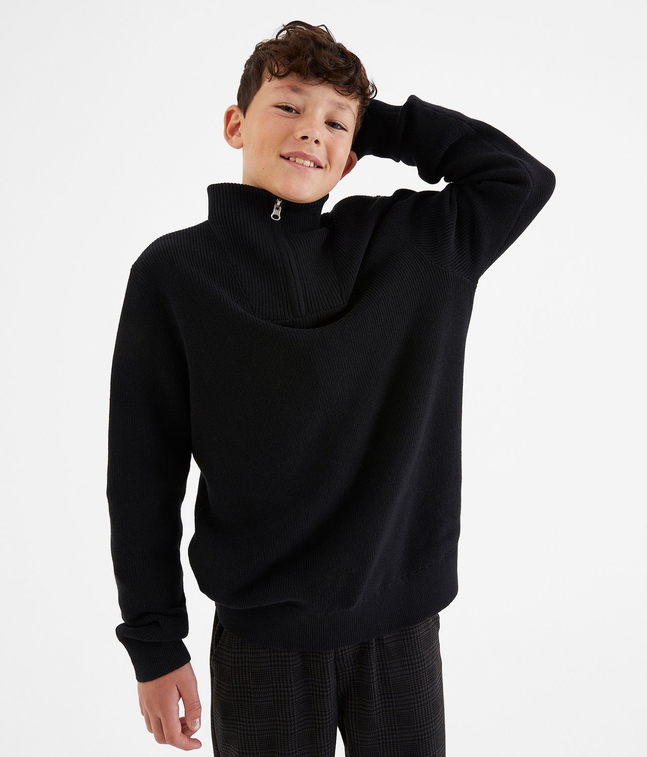Dzianinowy sweter - Czarne - 2