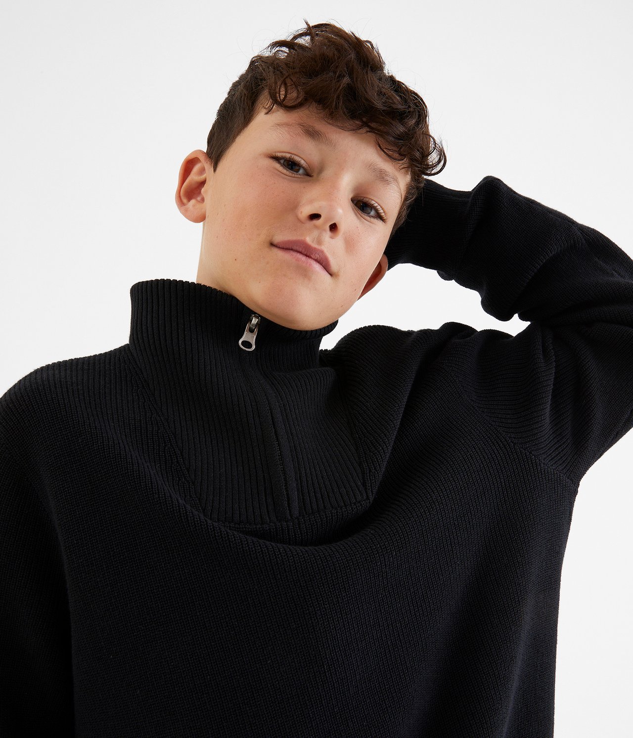 Dzianinowy sweter - Czarne - 3