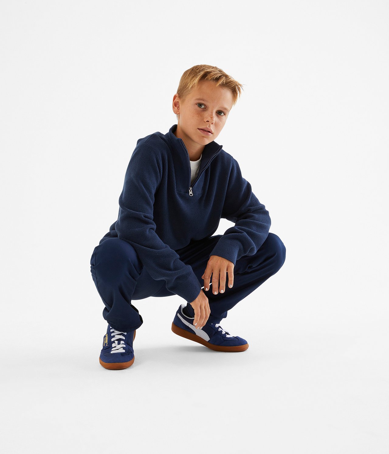 Dzianinowy sweter - Ciemnoniebieski - 3
