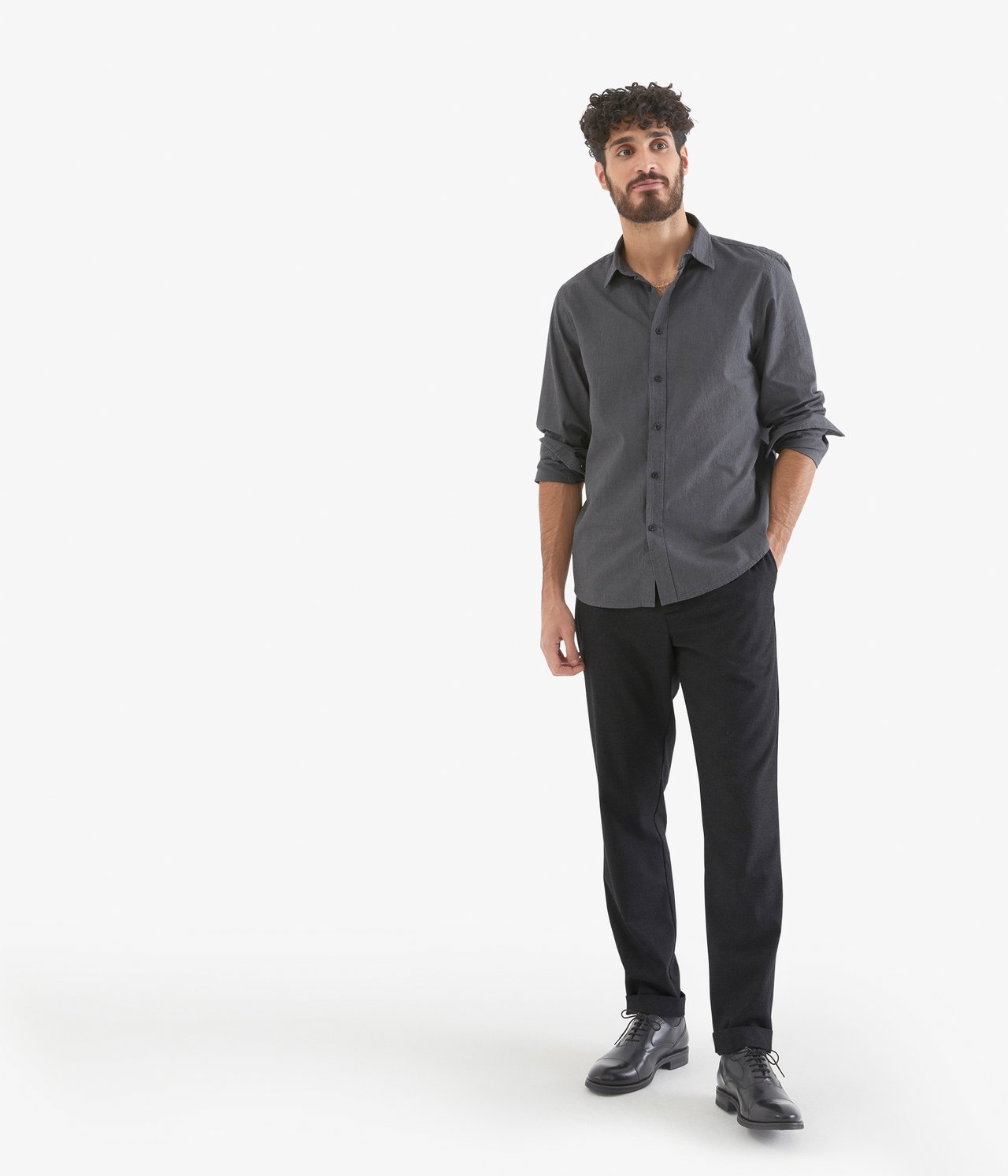 Housut relaxed fit - Tummanharmaa - 2