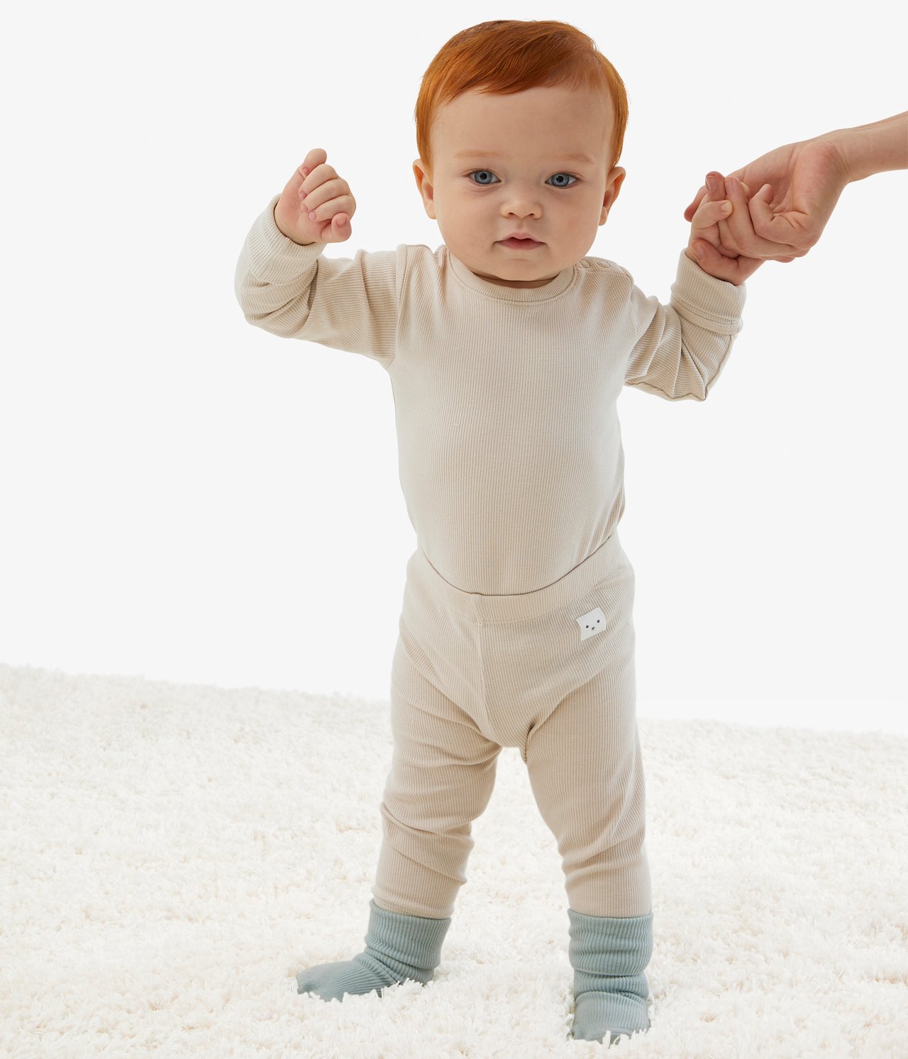 Ribatut leggingsit - Beige - 3