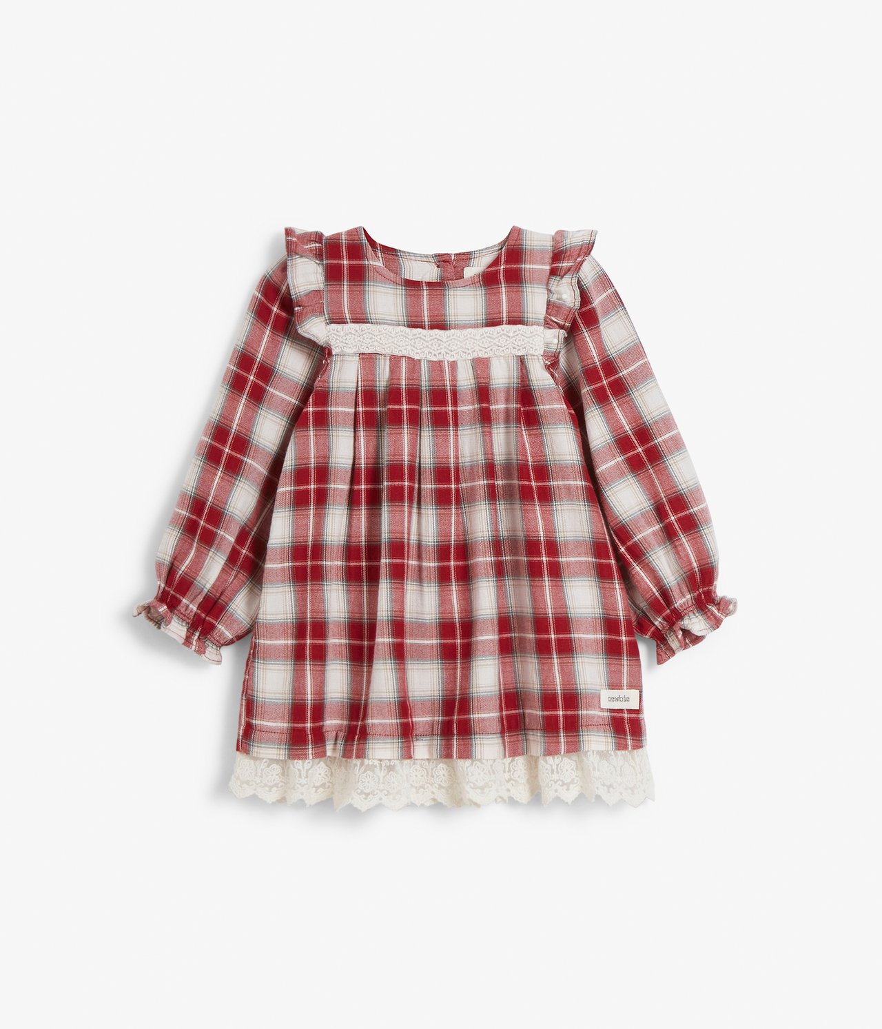 Rutig julklänning baby - Röd - 9