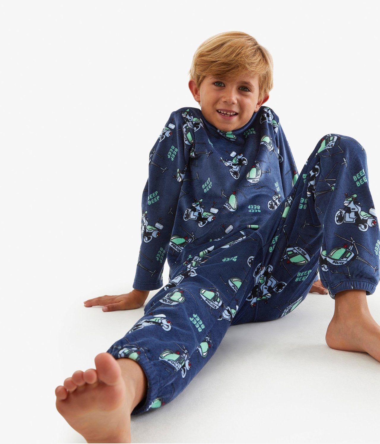 Pyjamas i fleece - Mörkblå - 3