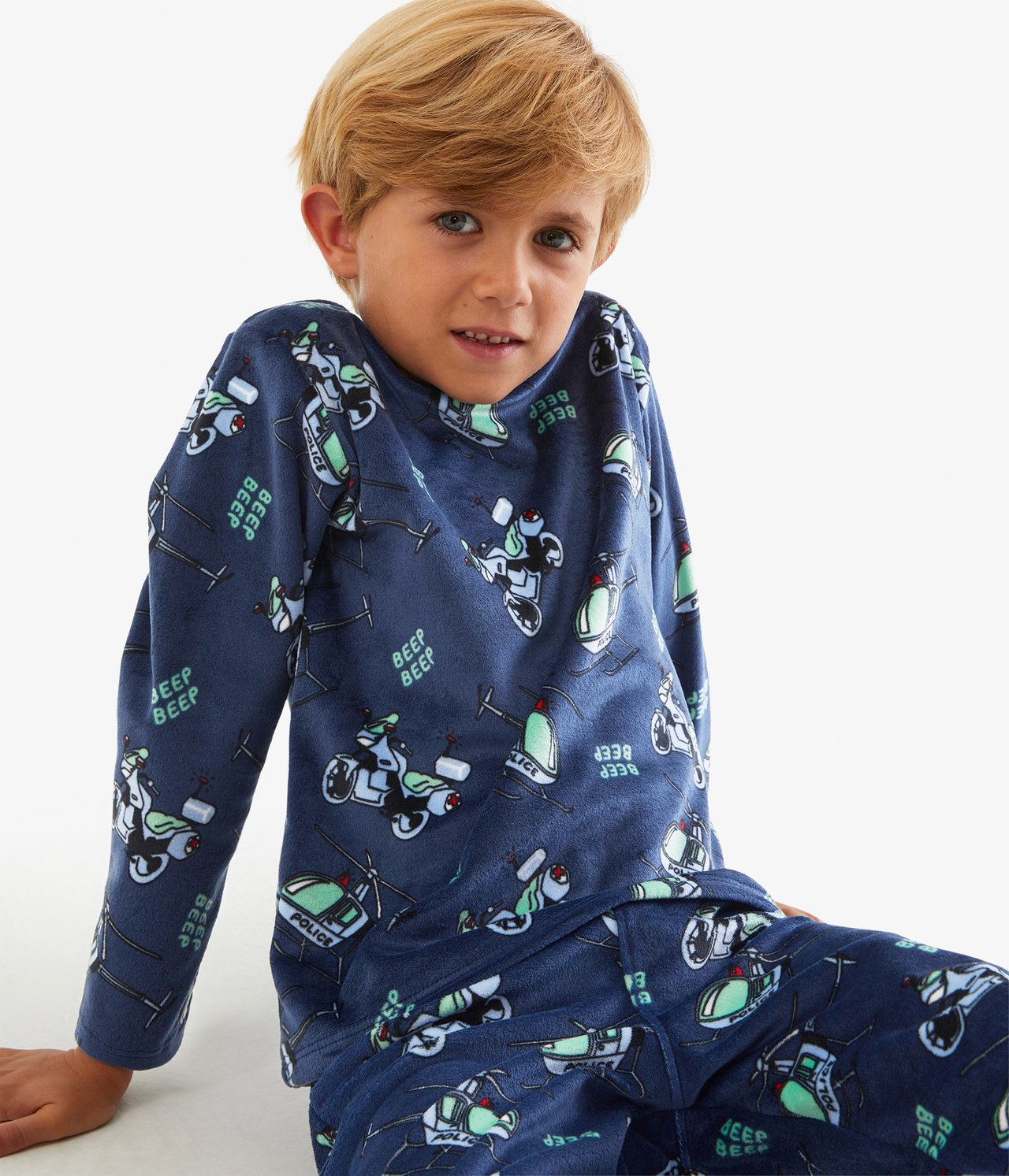 Pyjamas i fleece - Mörkblå - 1