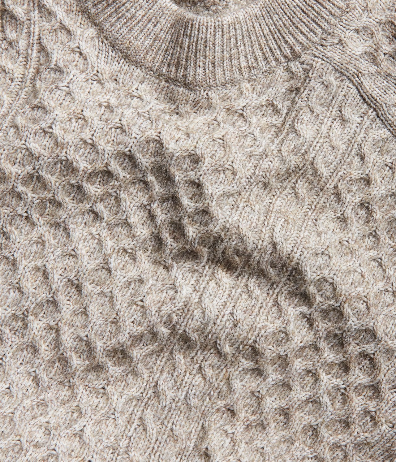 Sweter z dzianiny w warkocze - Ciemnobeżowy - 5
