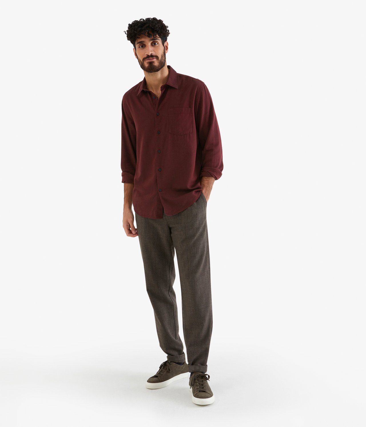Skjorta regular fit - Vinröd - 1
