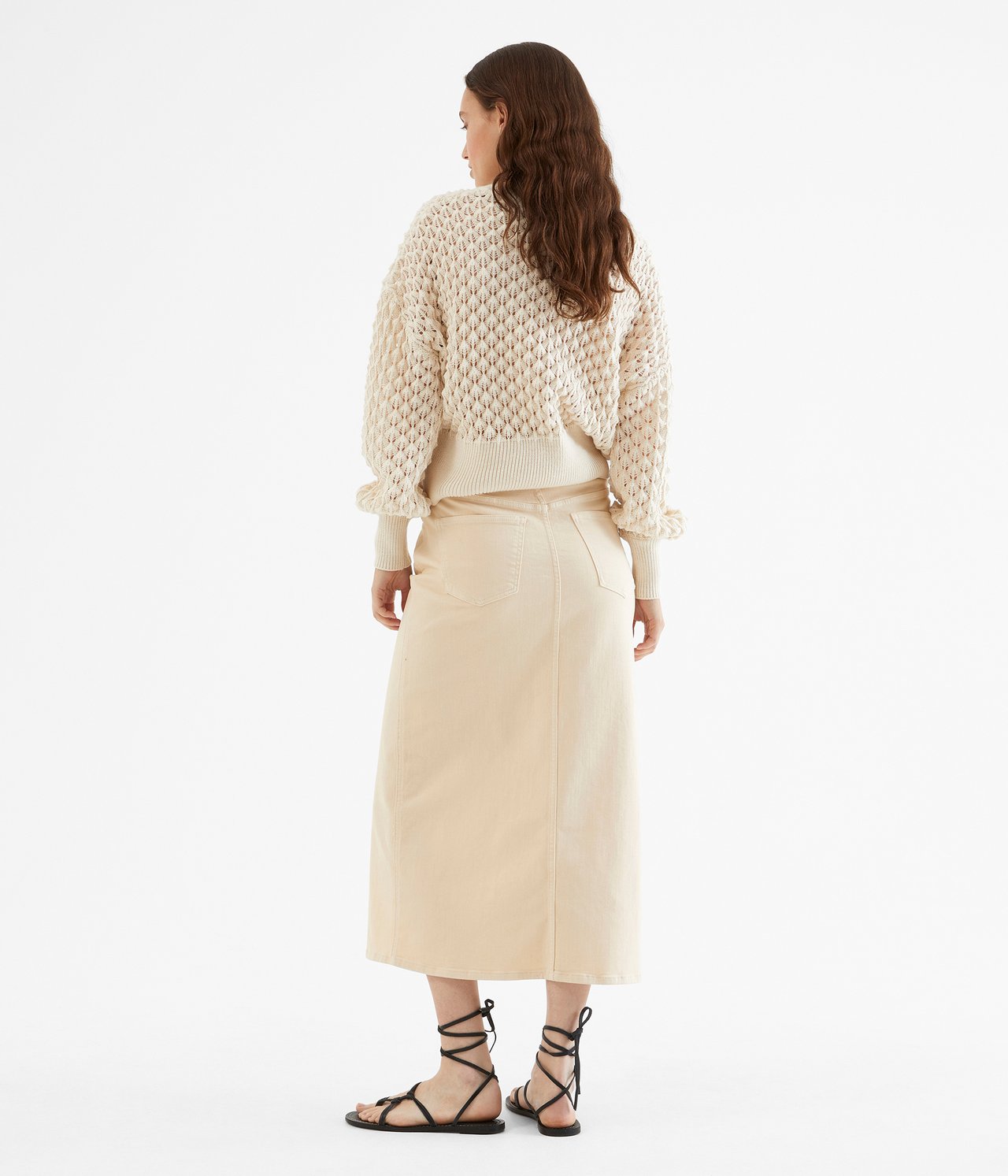 Długa spódnica z rozporkami - Offwhite - 4