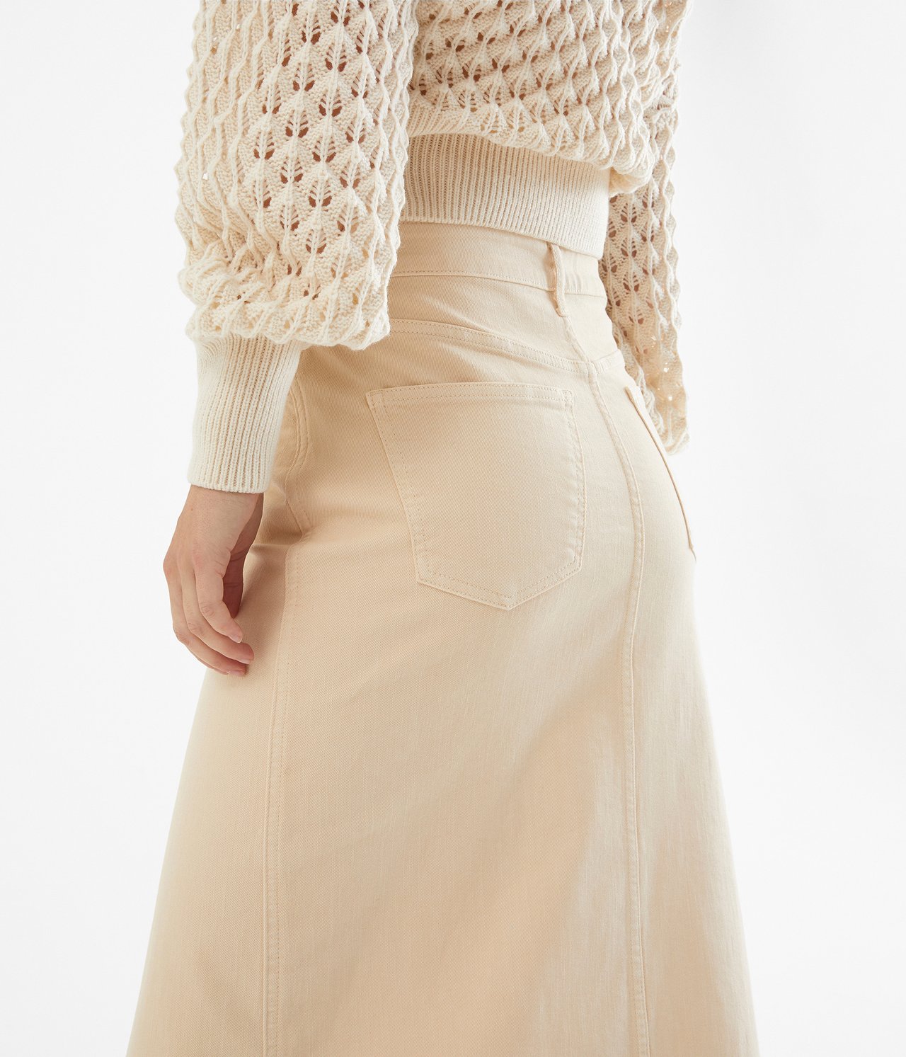 Długa spódnica z rozporkami - Offwhite - 3