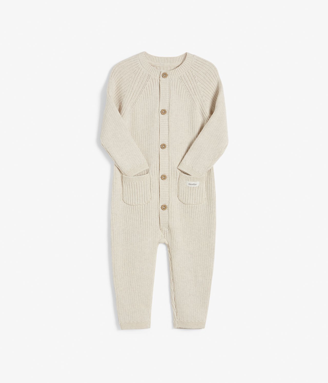 Stickad jumpsuit baby - Melerad beige - 6