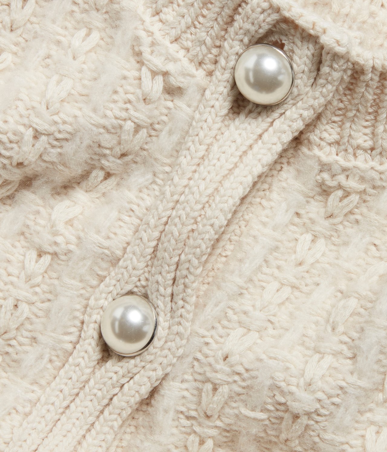 Ribbstickad kofta - Offwhite - 6