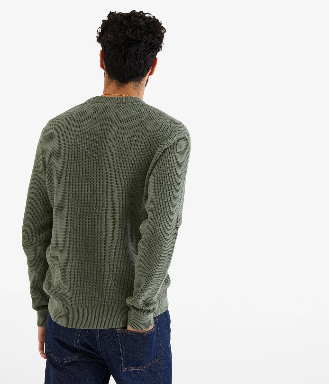 Sweter z grubej dzianiny - Zielony - 4