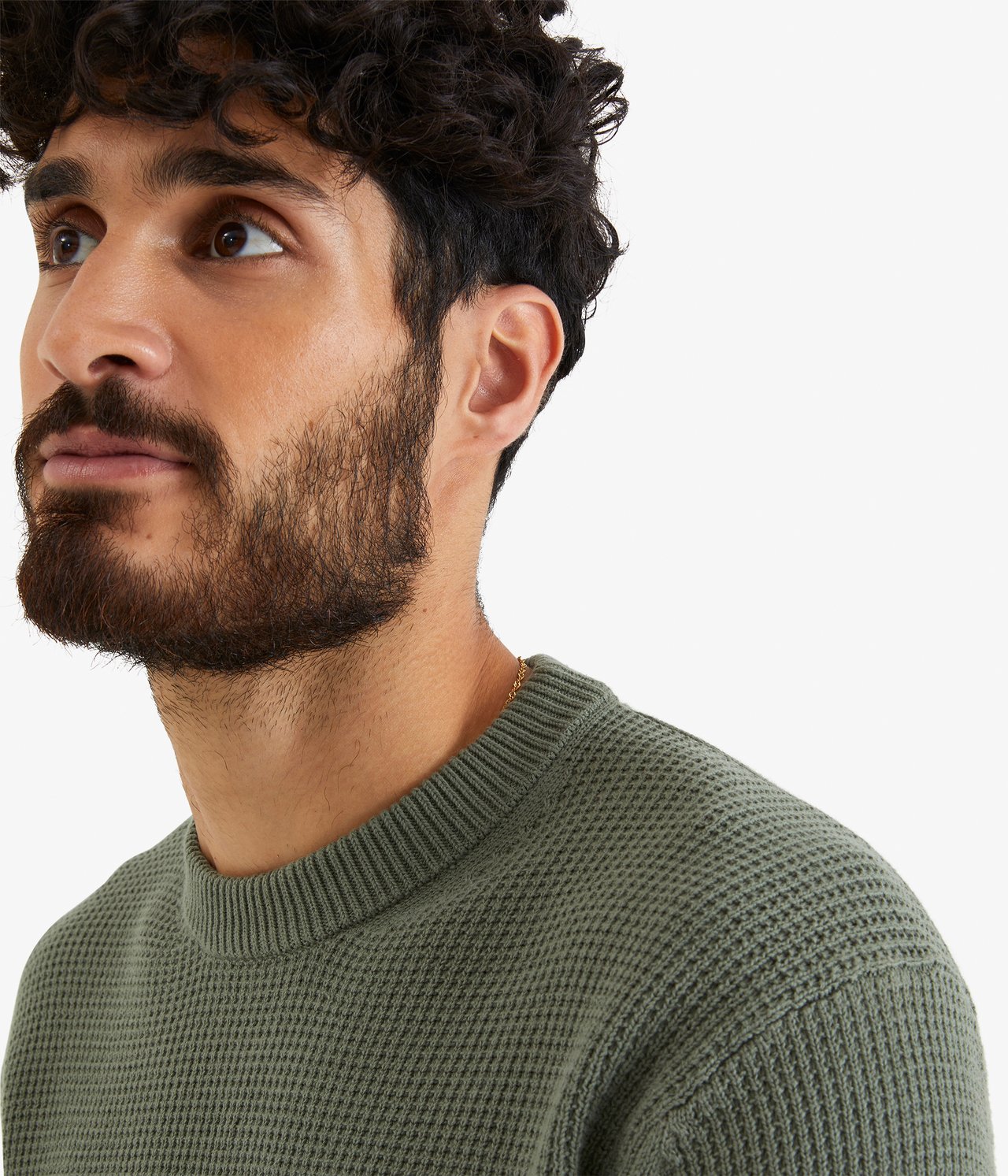 Sweter z grubej dzianiny - Zielony - 3