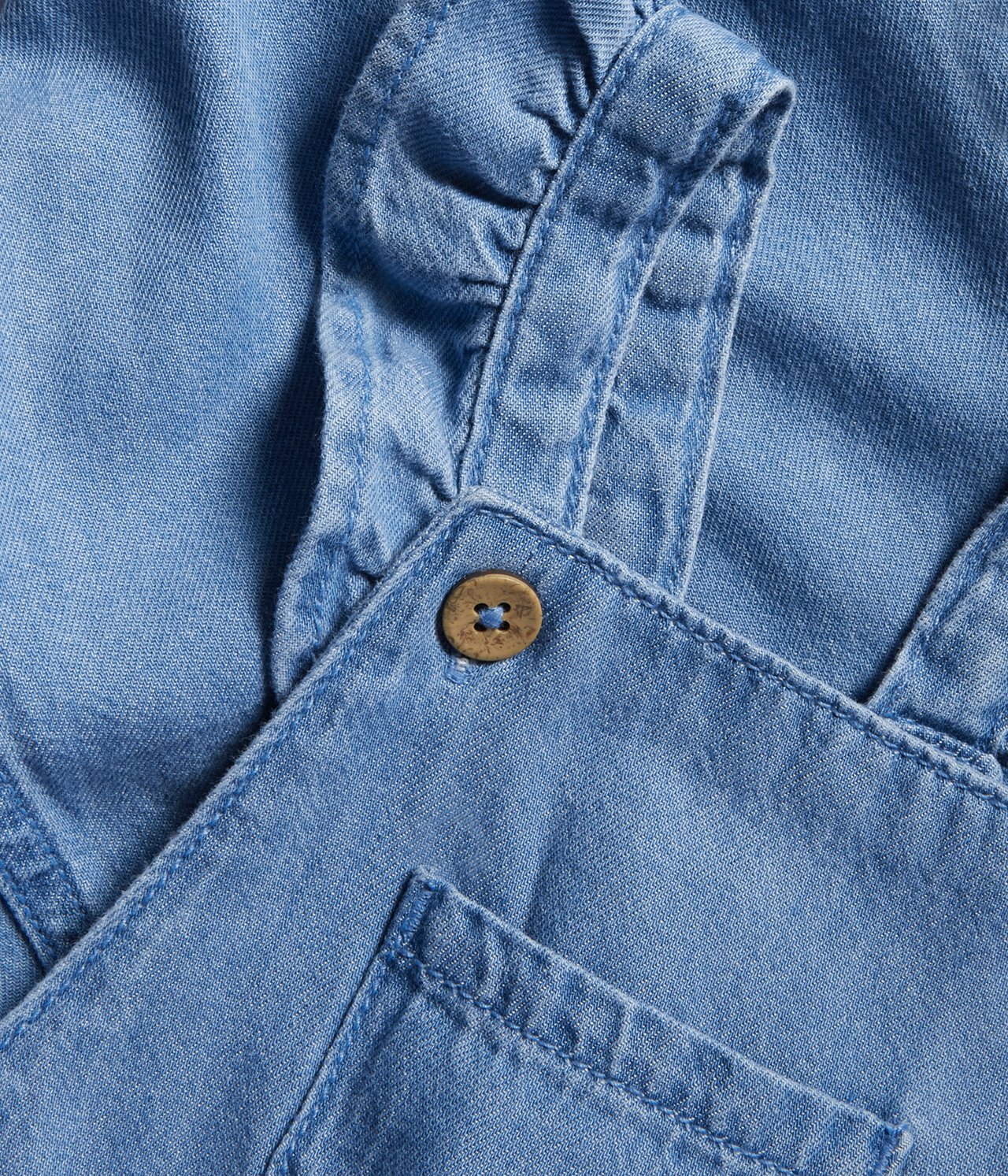 Hängselbyxa med volanger - Ljus denim - 3