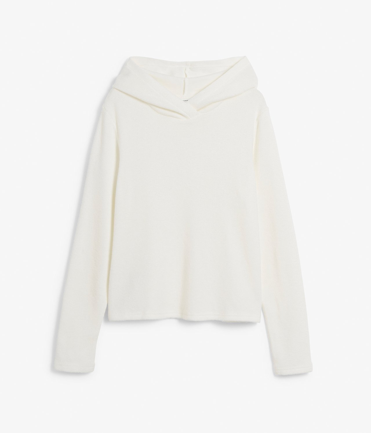 Mjuk ribbad hoodie - Offwhite - 5