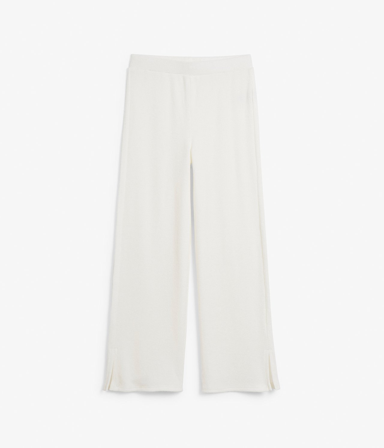 Miękkie prążkowane spodnie - Offwhite - 6