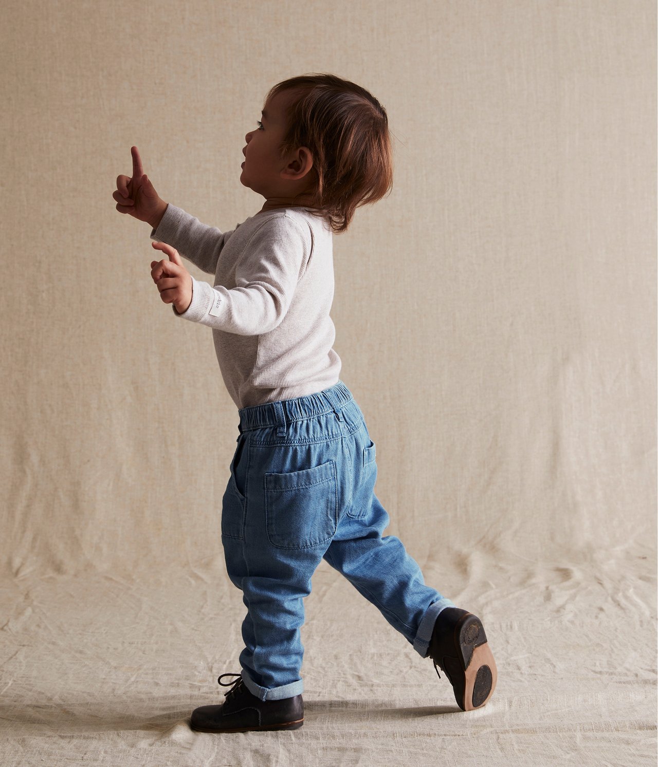Jeans med justerbar midja baby Denim - null - 1