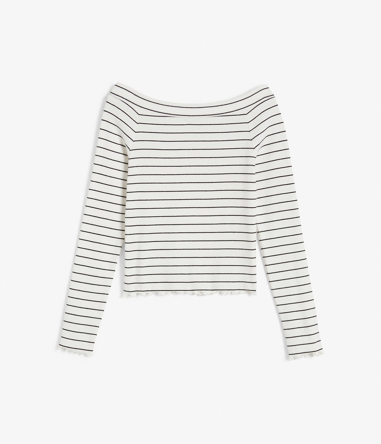 Top w paski, z długimi rękawami - Offwhite - 5
