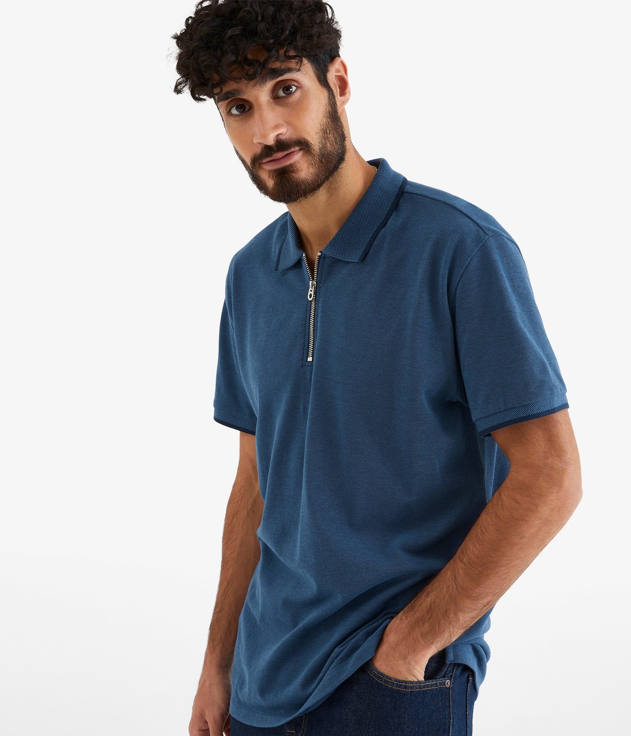 Tennisskjorte med glidelås Mørkeblå - null - 0