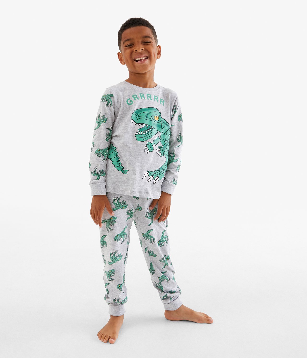 Pitkähihainen pyjama - Meleerattu harmaa - 1