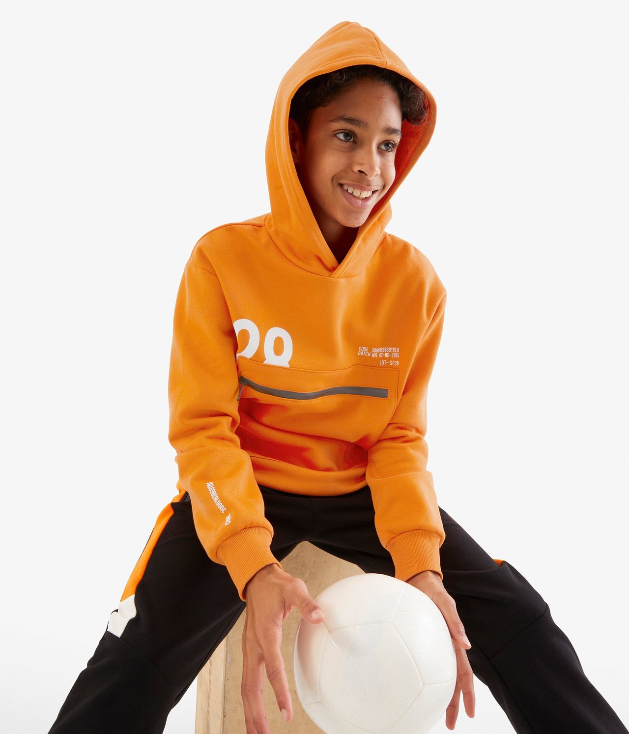 Hoodie med ficka Orange - null - 3