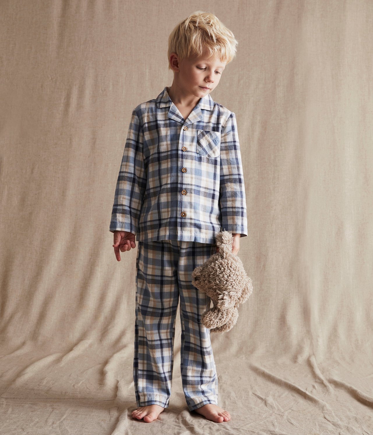 Rutete pyjamas - Lyseblå - 2