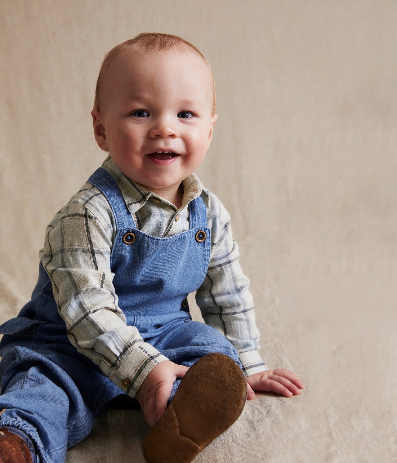 Rutig skjorta baby - Blå - 1