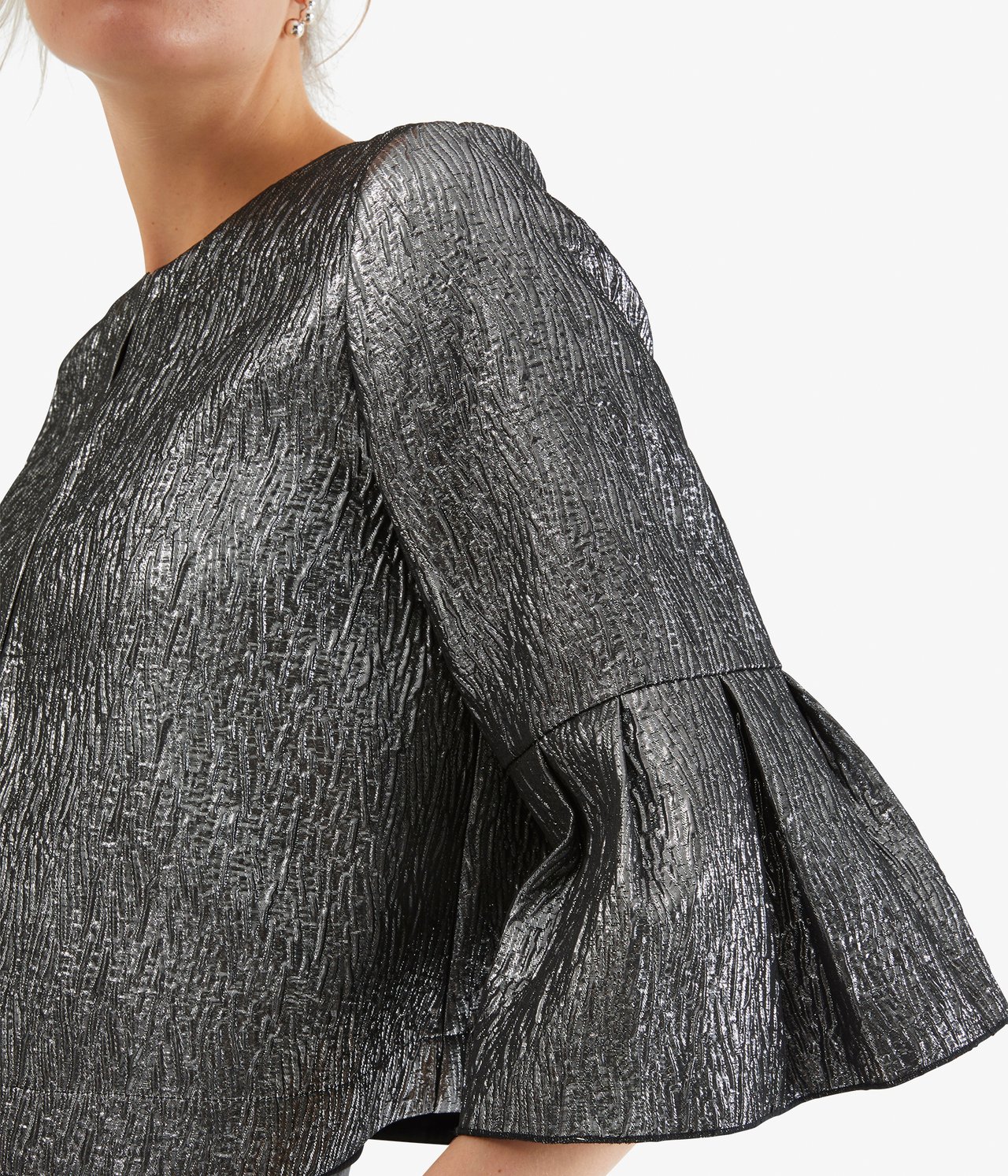 Blus med klockad ärm - Silver - 4