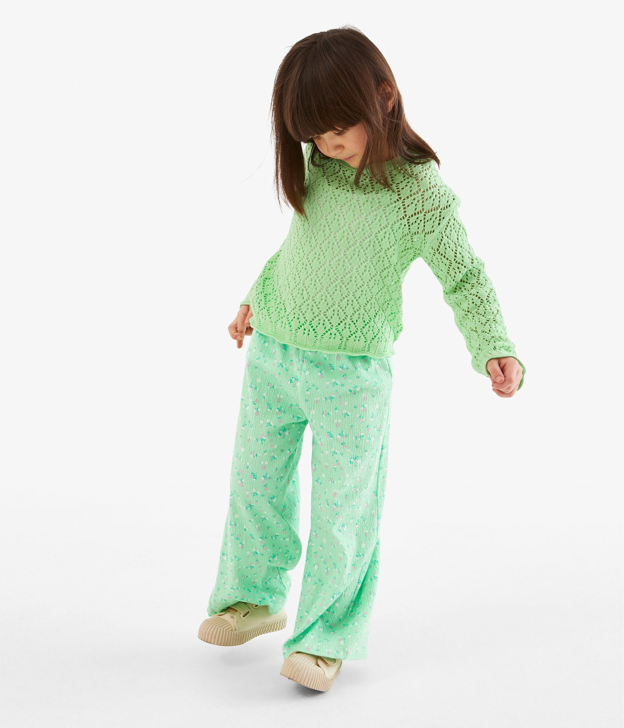Crochetstickad tröja Ljusgrön - null - 1