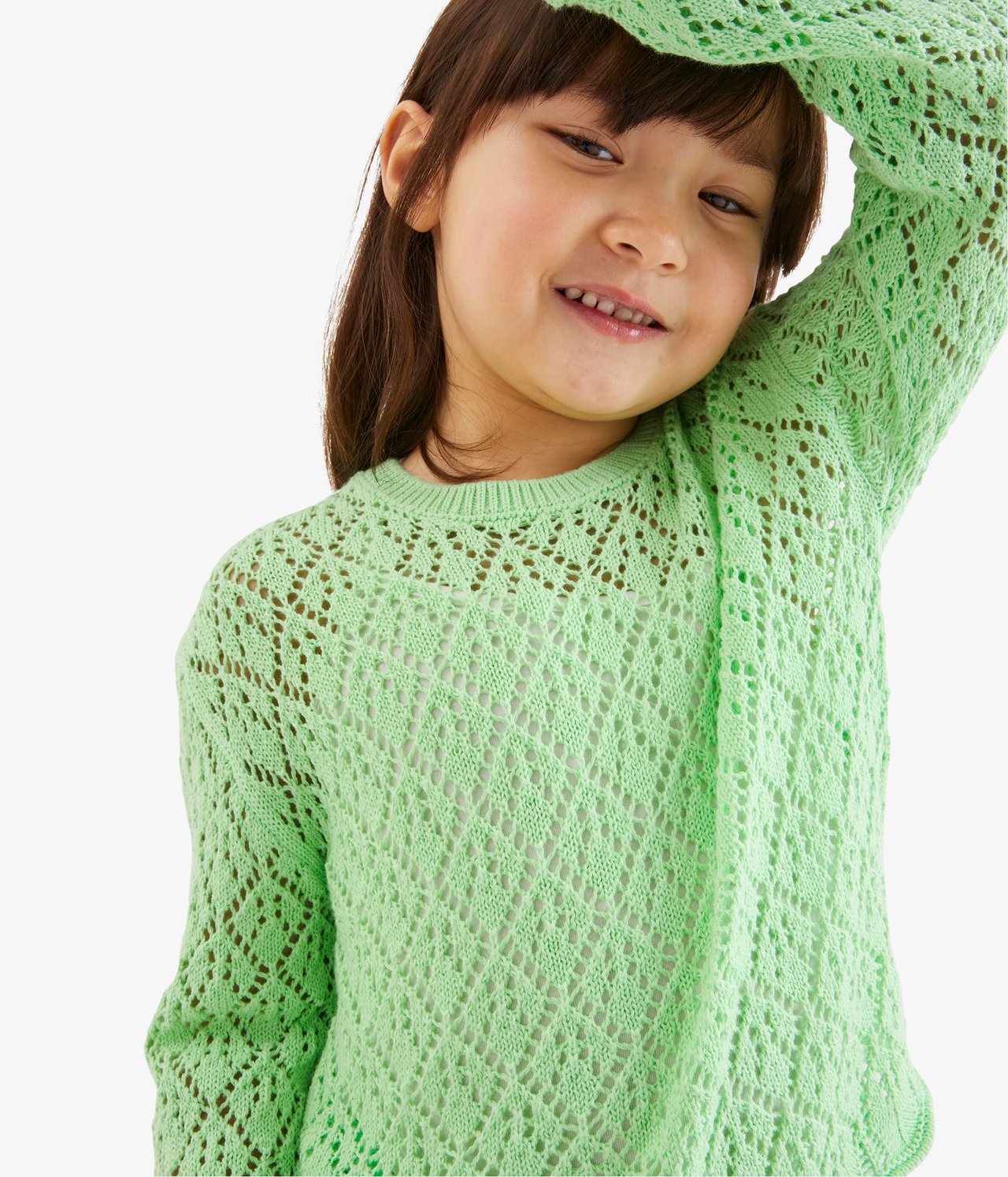 Crochetstickad tröja - Ljusgrön - 4