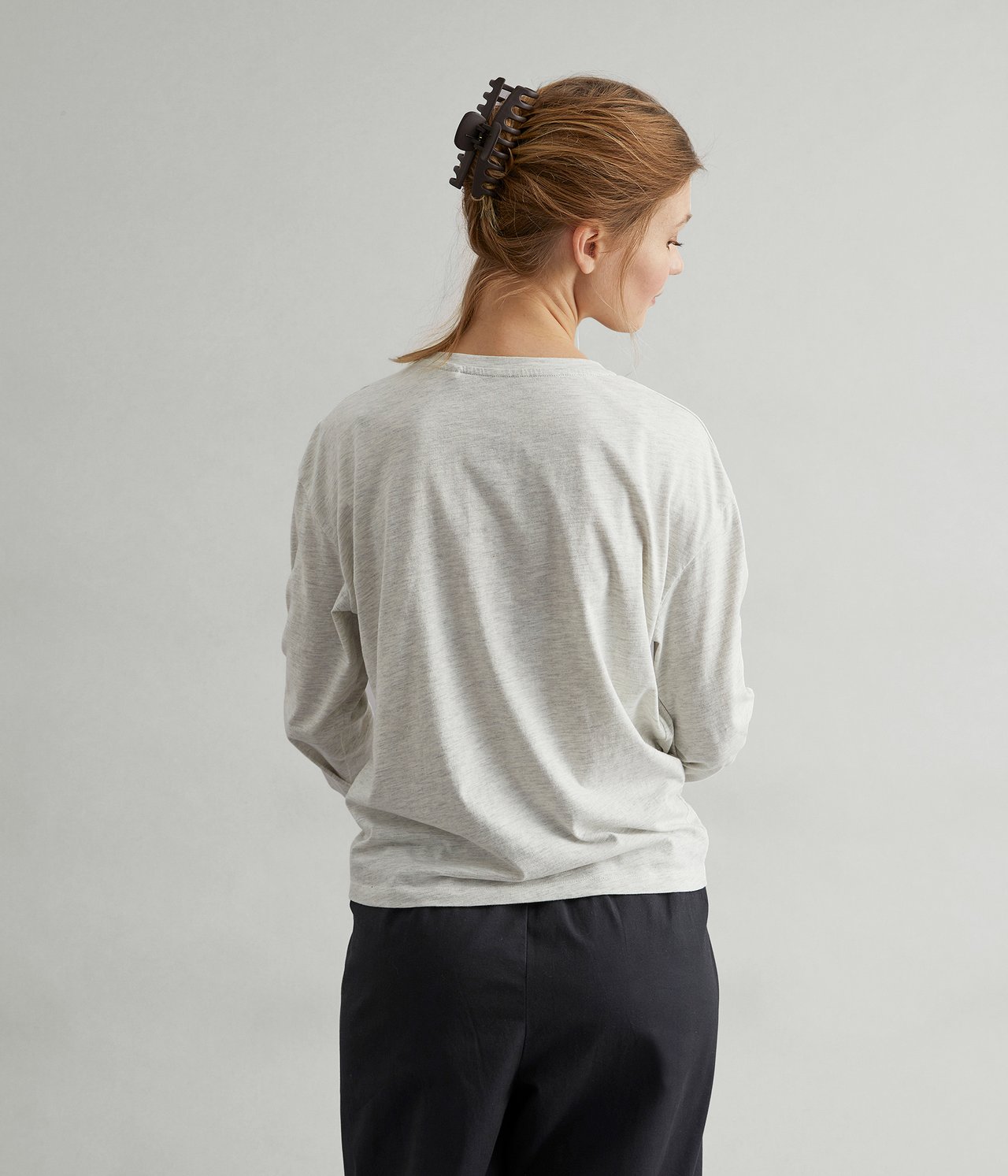 Pitkähihainen paita, jossa on drapeeraus - Vaaleanharmaa - 175cm / Storlek: S - 3