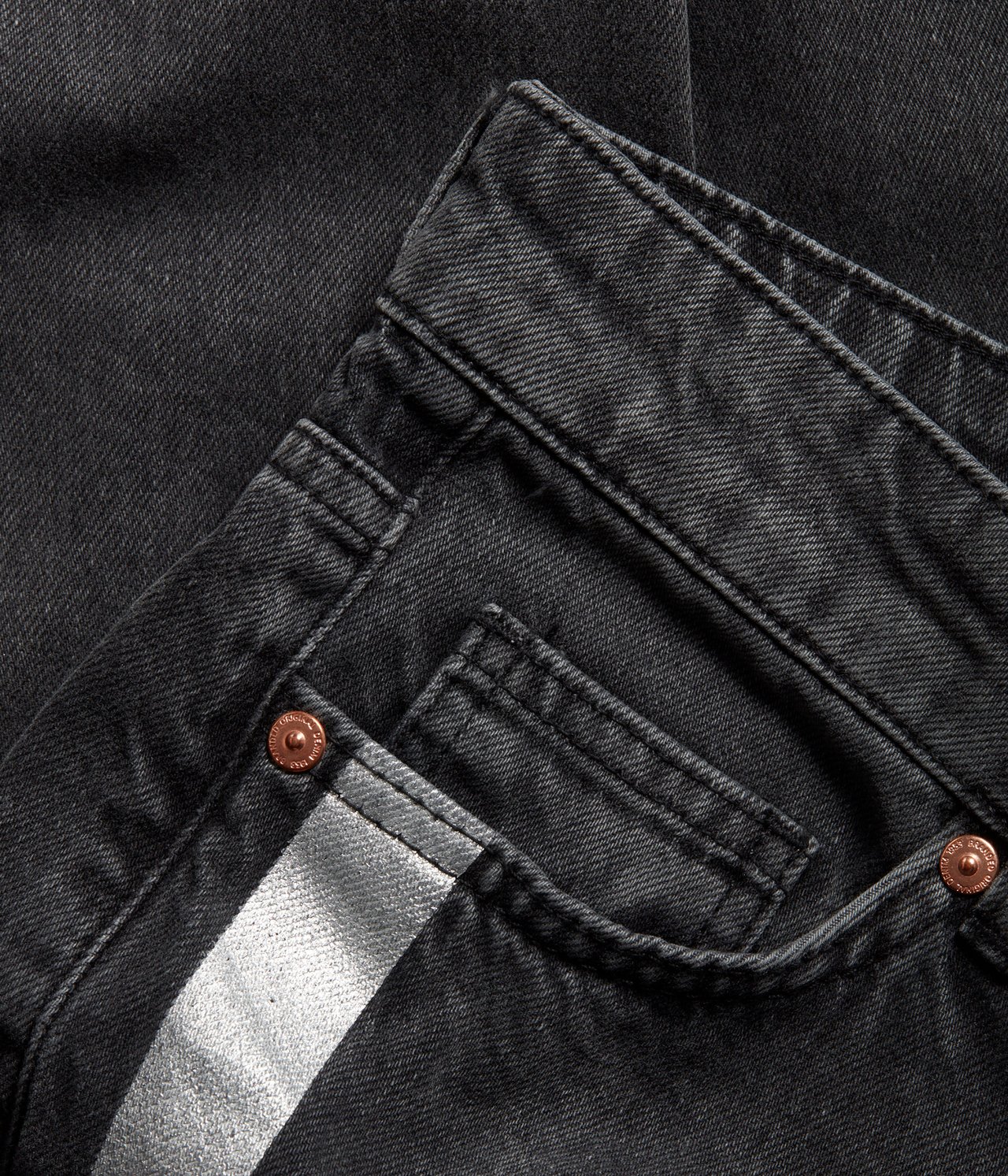 Cropped jeans med revärer - Svart - 6